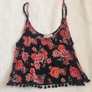 rose patterned crop top, S